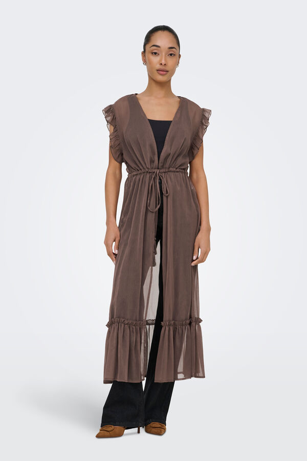 Only Brown semi-sheer caftan nude