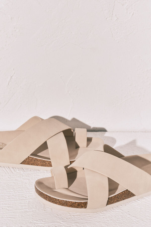 Women'secret Beige cross-strap bio sandal nude