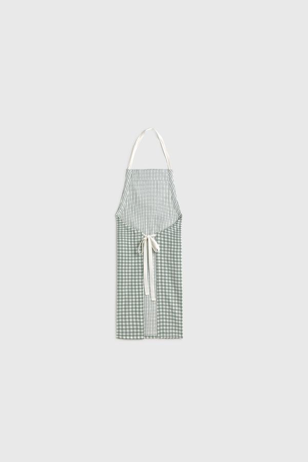 Textura Plaid cotton apron green