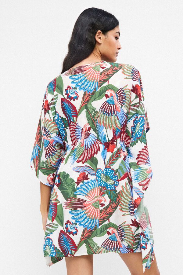 Gisela Caft&aacute;n estampado tropical blanco