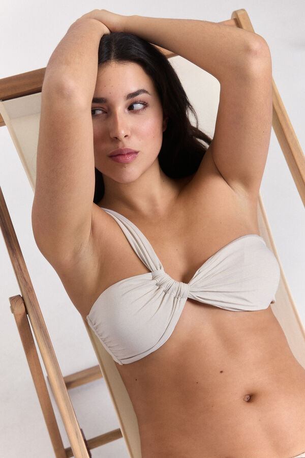 Pieces Bikini top un hombro glitter blanco