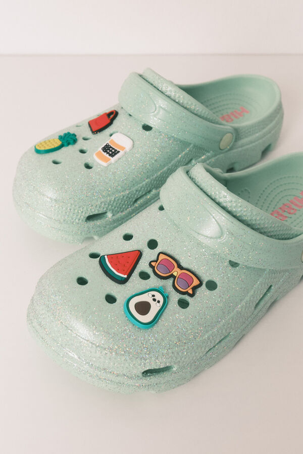 HI&BYE Bright green rubber platform clog green