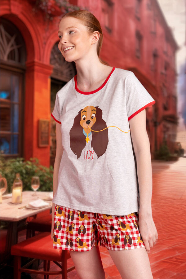 Admas Ladynd the tramp Disney women's short pajamas red