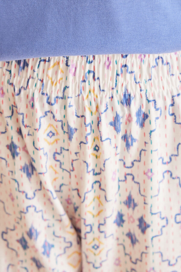 Womensecret Allover-Rhombus-Pyjama aus 100 % Baumwolle Blau