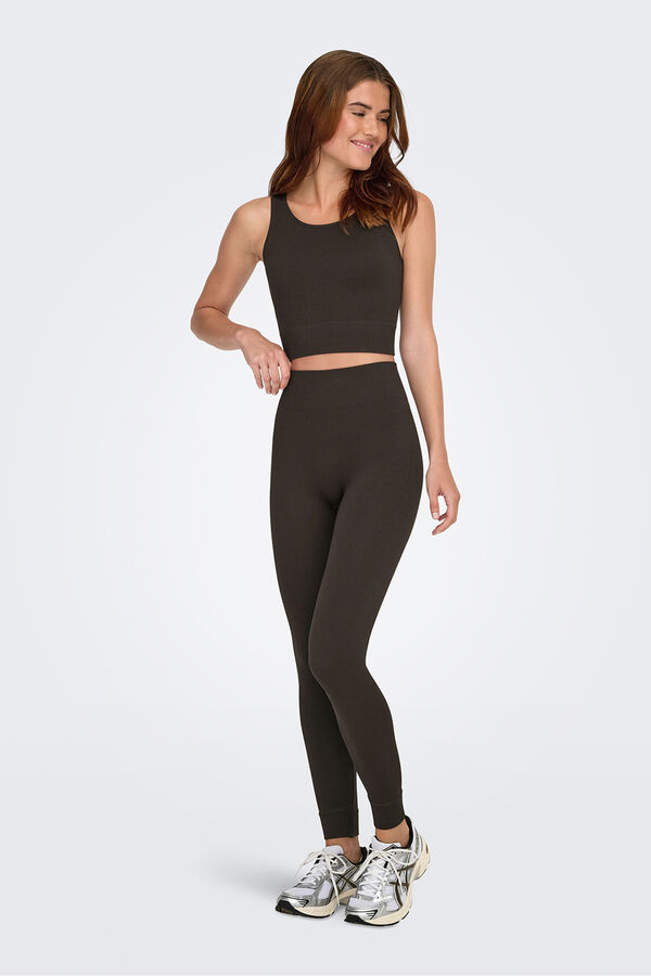 Only Play Soutien desportivo com al&ccedil;a sem costura castanho