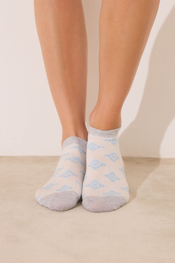 Women'secret Lot de 3 chaussettes courtes à imprimé méditerranéen imprimé