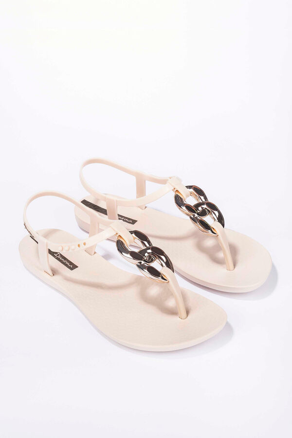 Ipanema Sandalia tira en T con cadena beige