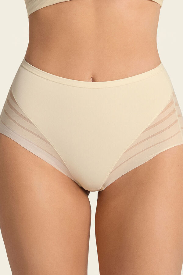 Leonisa Braga faja cl&aacute;sica con control moderado de abdomen y bandas en tul marfil