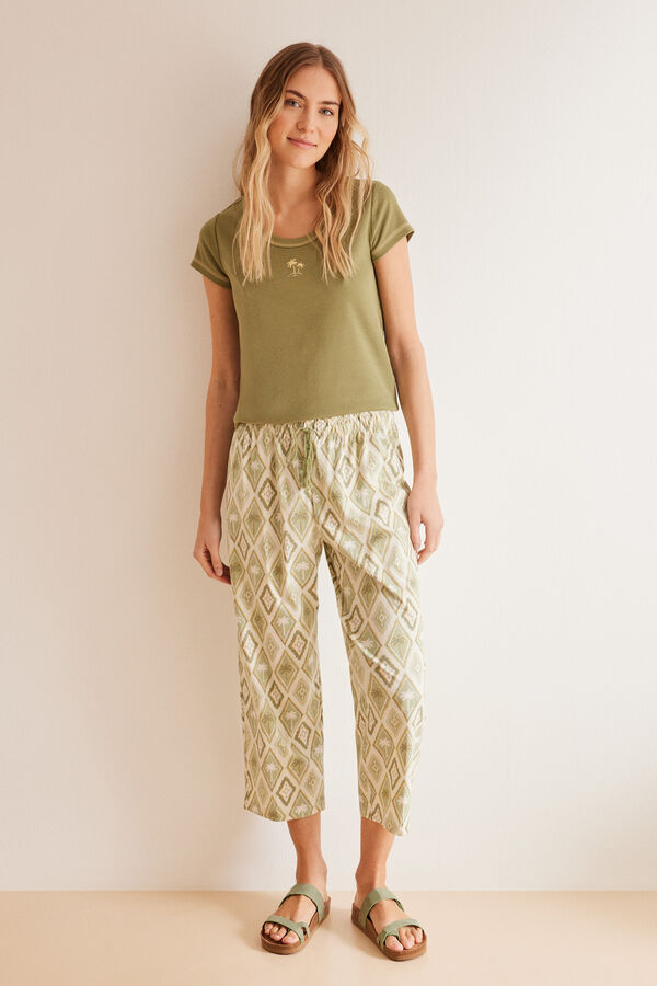 Womensecret Pyjama bottoms with palm tree print beige