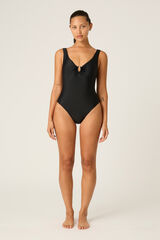 Womensecret Black V-neck swimsuit with absorption  noir