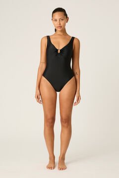 Womensecret Black V-neck swimsuit with absorption  black