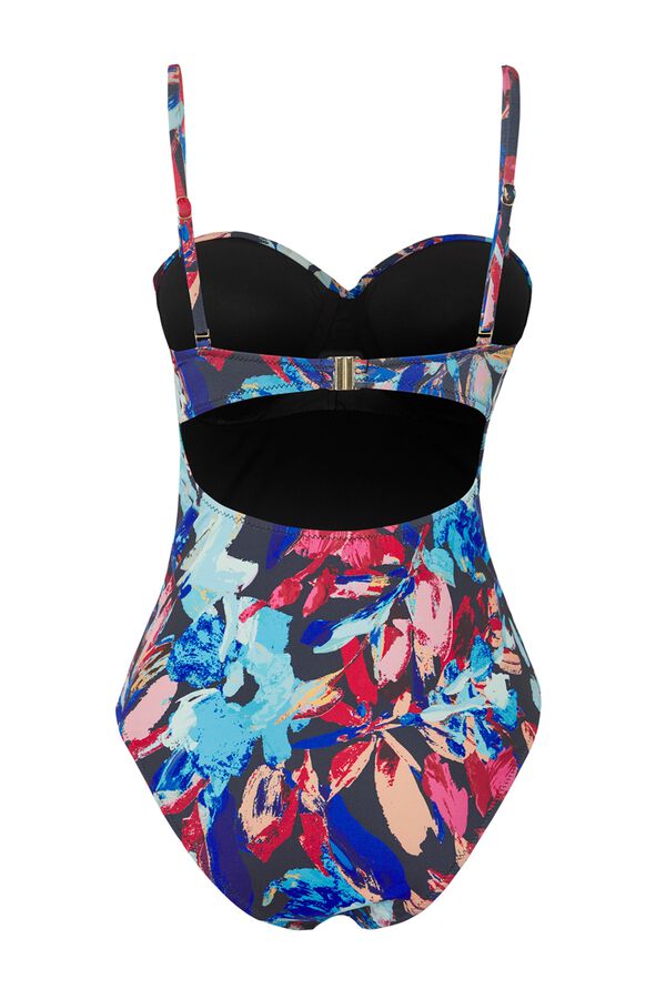 Trendyol Ba&ntilde;ador escote fruncido tropical estampado