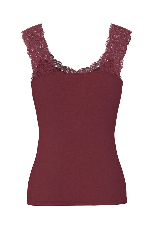 Pieces Top with lace detail red