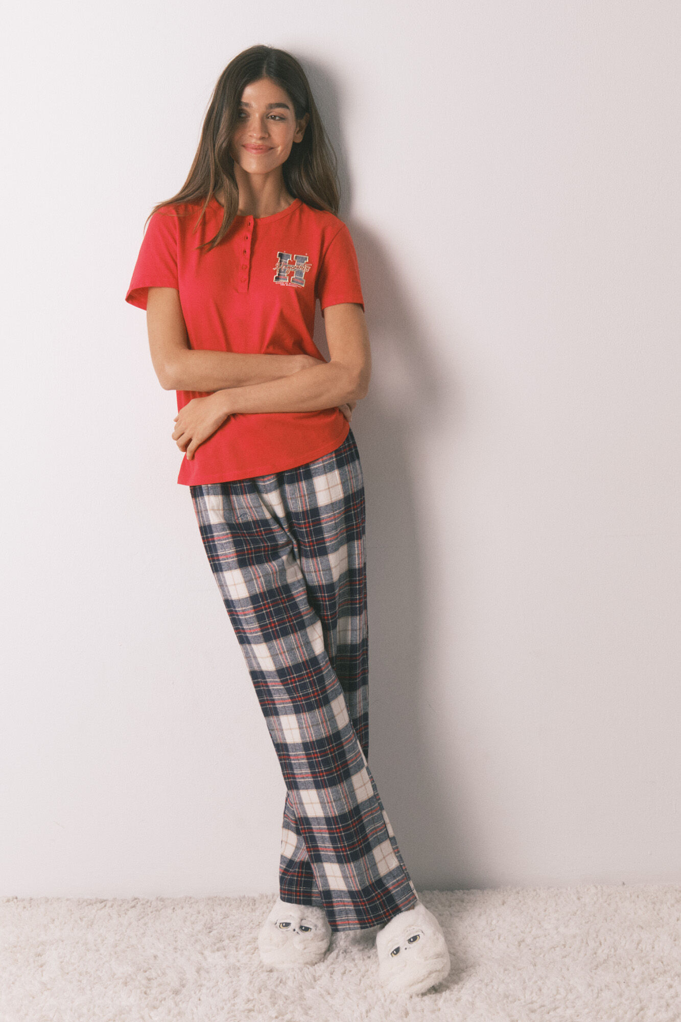 Women'secret Long pyjamas 100% cotton checked print "Hogwarts"