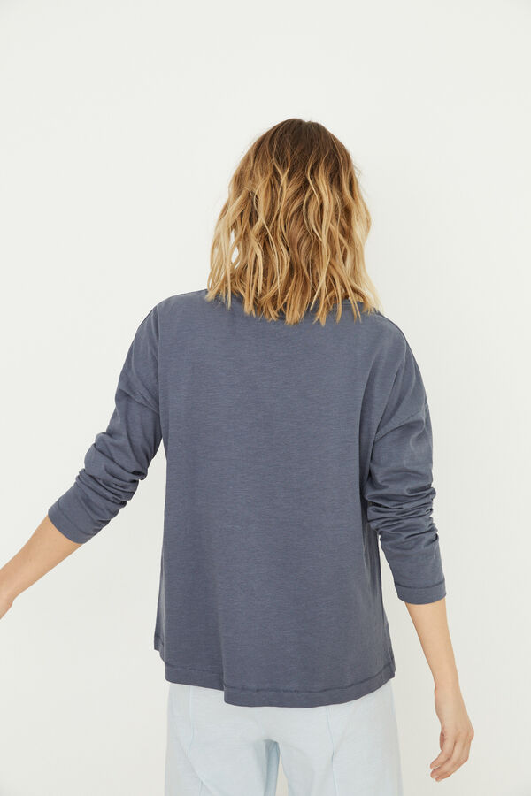 Womensecret T-shirt long 100 % coton  bleu