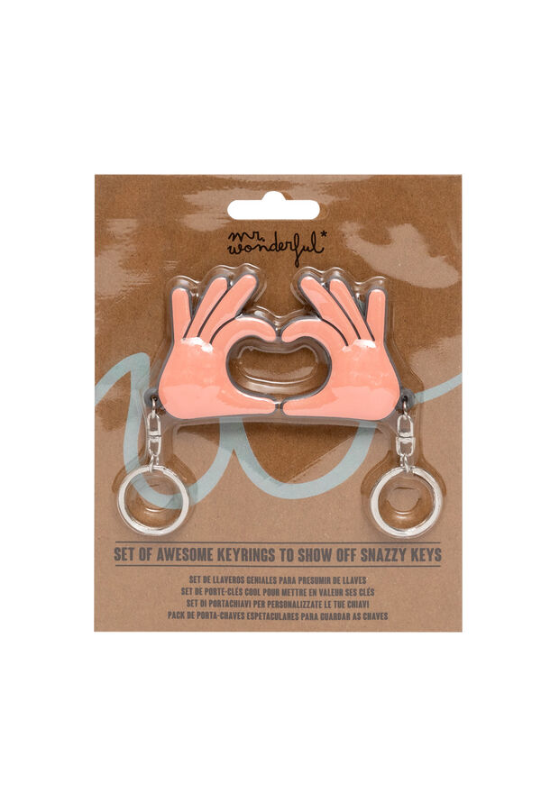 Mr. Wonderful Set of 2 key rings - Hands forming a heart printed