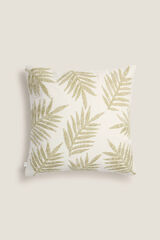 Womensecret Embroidered palm tree cotton cushion cover Kaki