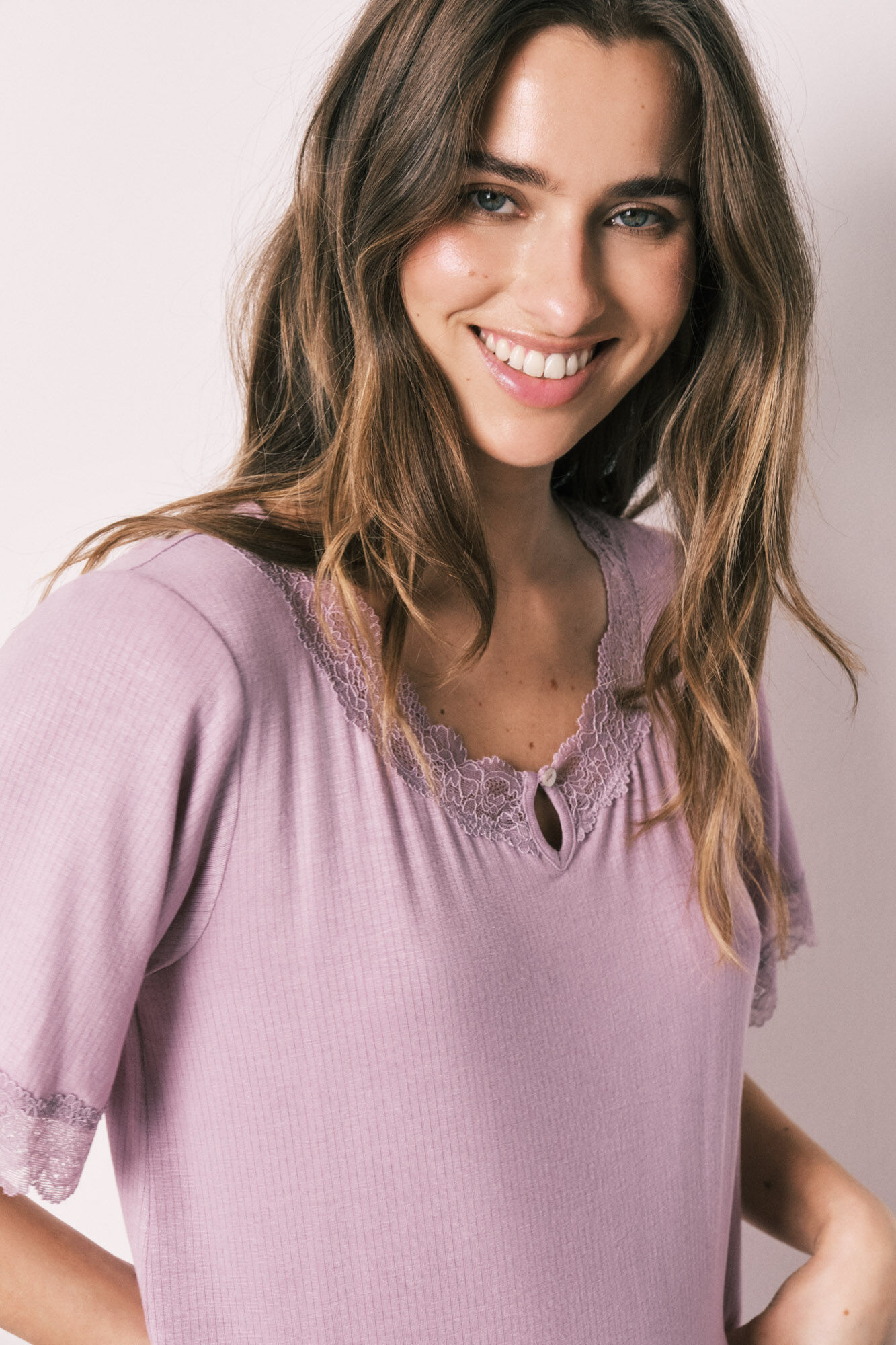 Women'secret Rosa soft touch Viskose langes Nachthemd