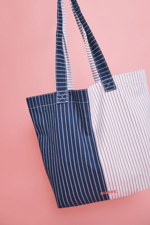 HI&BYE Blue striped tote bag blue
