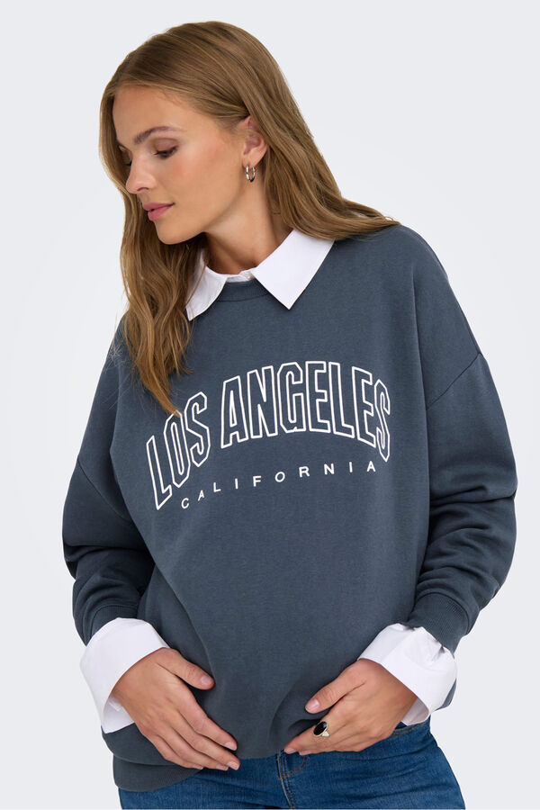 Only Maternity Sudadera maternity detalle texto frontal azul