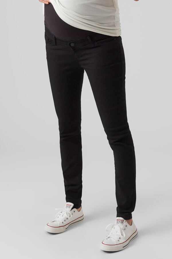 Mamalicious Maternity skinny jeans with elasticated waistband black