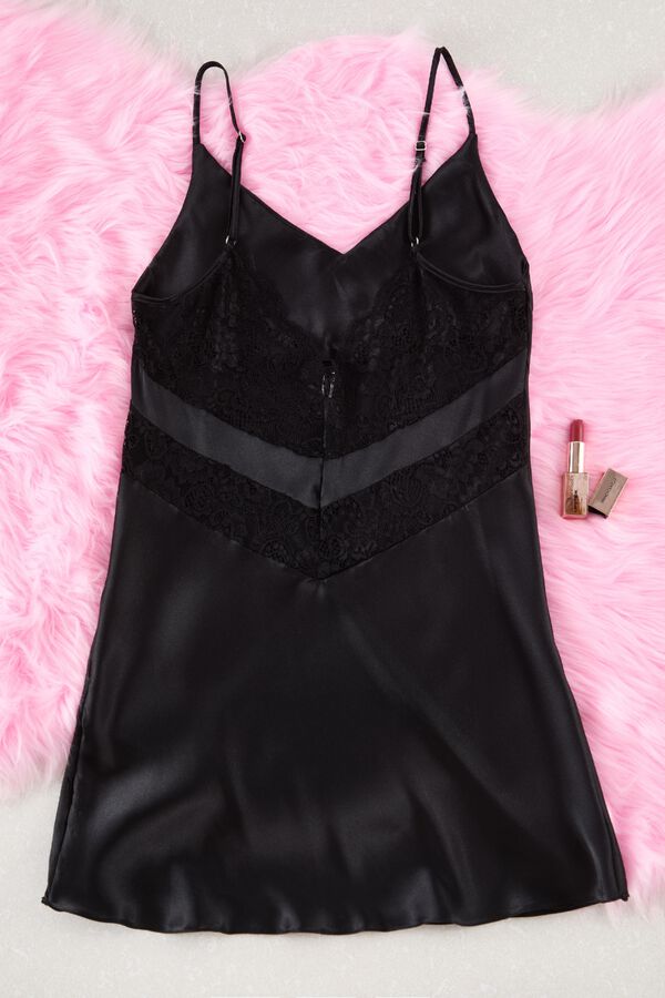 Trendyol Camis&oacute;n lencero satinado encaje negro