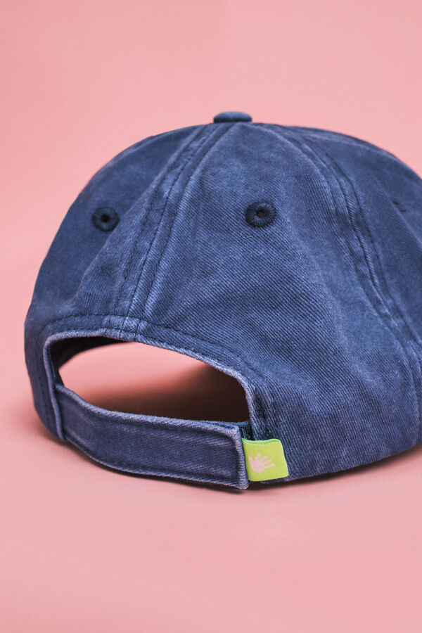 HI&BYE Casquette en coton bleue &agrave; logo brod&eacute; bleu