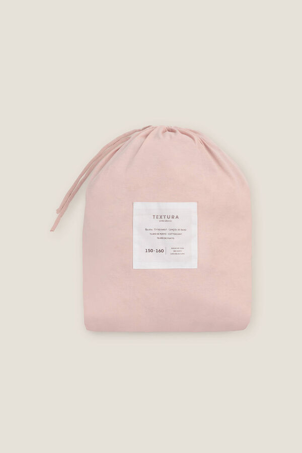 Womensecret Cotton jersey-knit fitted sheet rózsaszín