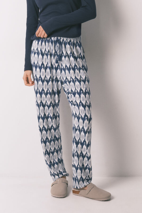 Women'secret Boho print long trousers blue