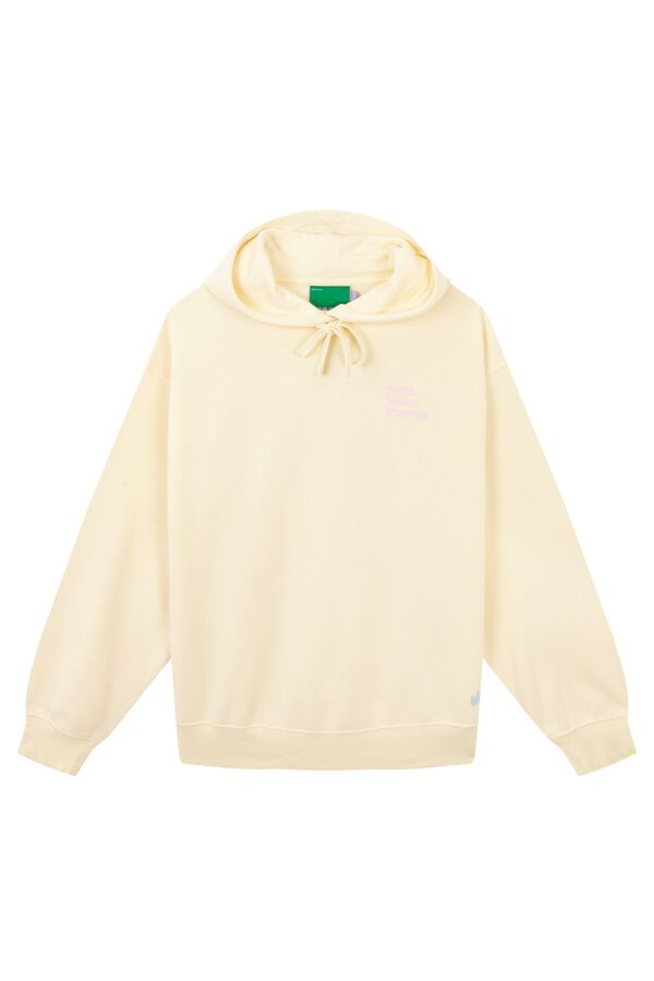 HI&BYE Yellow fleece hooded sweatshirt printed
