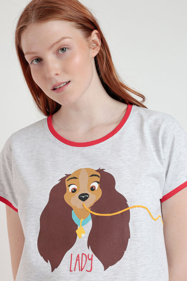 Admas Ladynd the tramp Disney women's short pajamas red