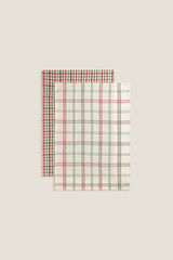 Textura Set de trapos de algod&oacute;n hilo tintado rojo