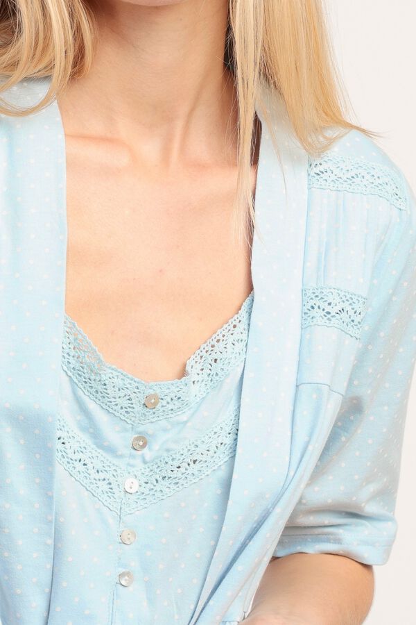 Admas Bata corta lunares encaje azul