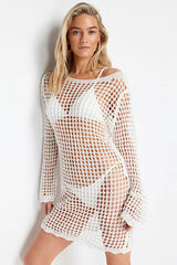 Trendyol Boat neck shift knit mini dress beige
