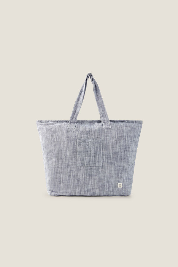 Womensecret Beach bag in cotton fabric bleu