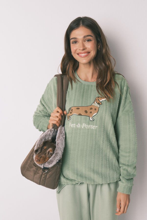 Women'secret Green fleece long pyjamas green