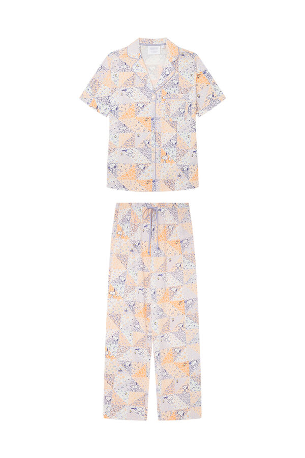 Womensecret Snoopy-mintás, inges pizsama 100% pamutból rávasalt mintás