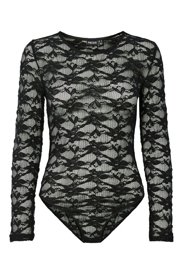 Pieces Long Sleeve Lace Body black