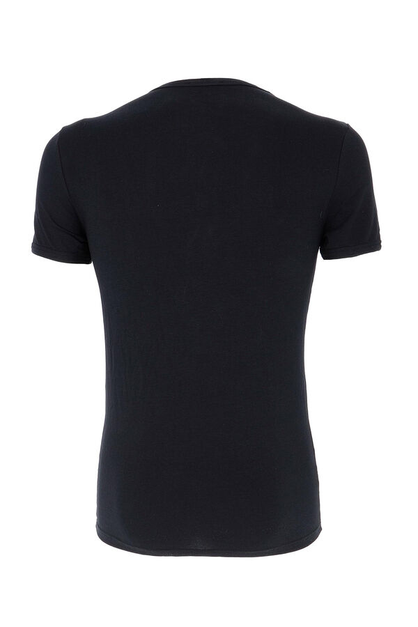 Womensecret Men's short sleeve thermal T-shirt with a round neck Schwarz