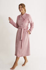 Promise Midi silk robe with belt pink
