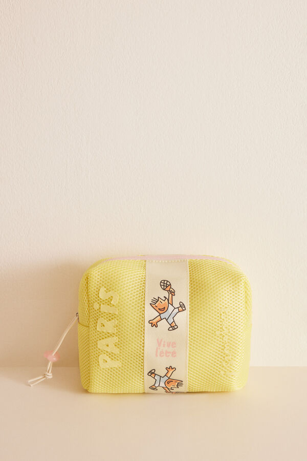 Womensecret Small yellow make-up case with PINK green