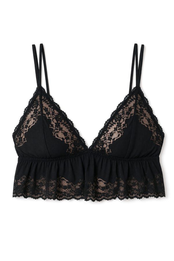 Women'secret Black lace triangle bralette bra black