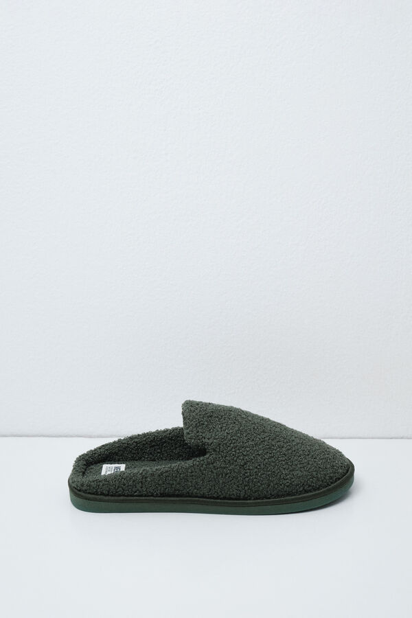 Women'secret Pantoufles en peau de mouton verte vert