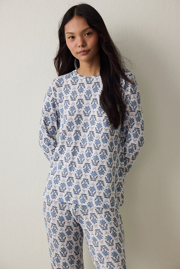 Penti Camisola de pijama floral com efeito t&eacute;rmico Tea Time estampado
