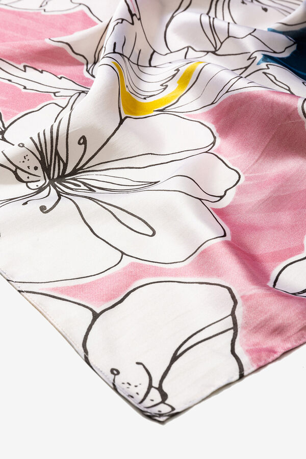 Vilanova Len&ccedil;o quadrado com estampado floral bege