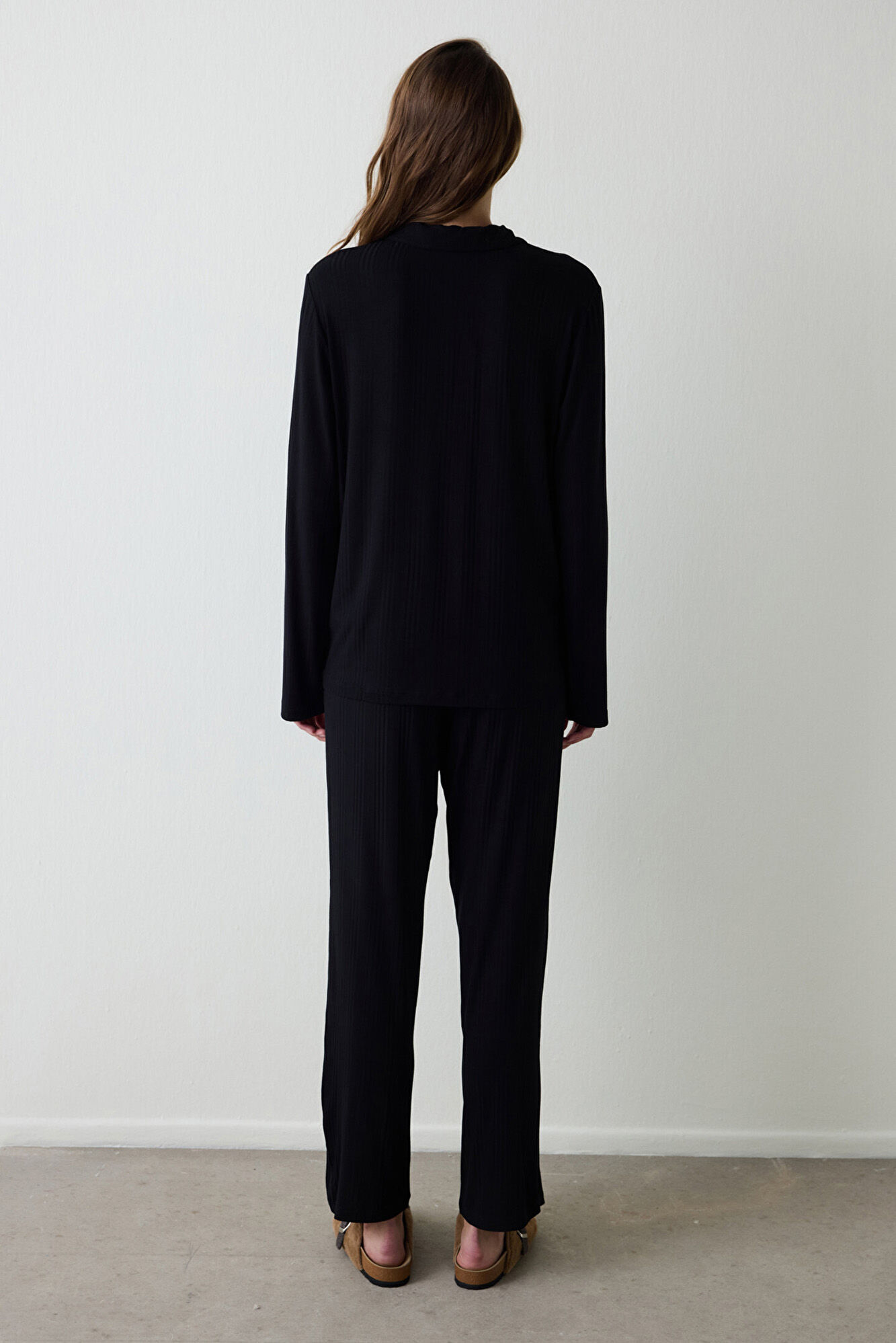 Penti Conjunto de camisa y pantal&oacute;n Dark Solid Rib Ls