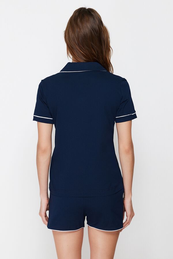 Trendyol Conjunto de pijama camisero corto azul