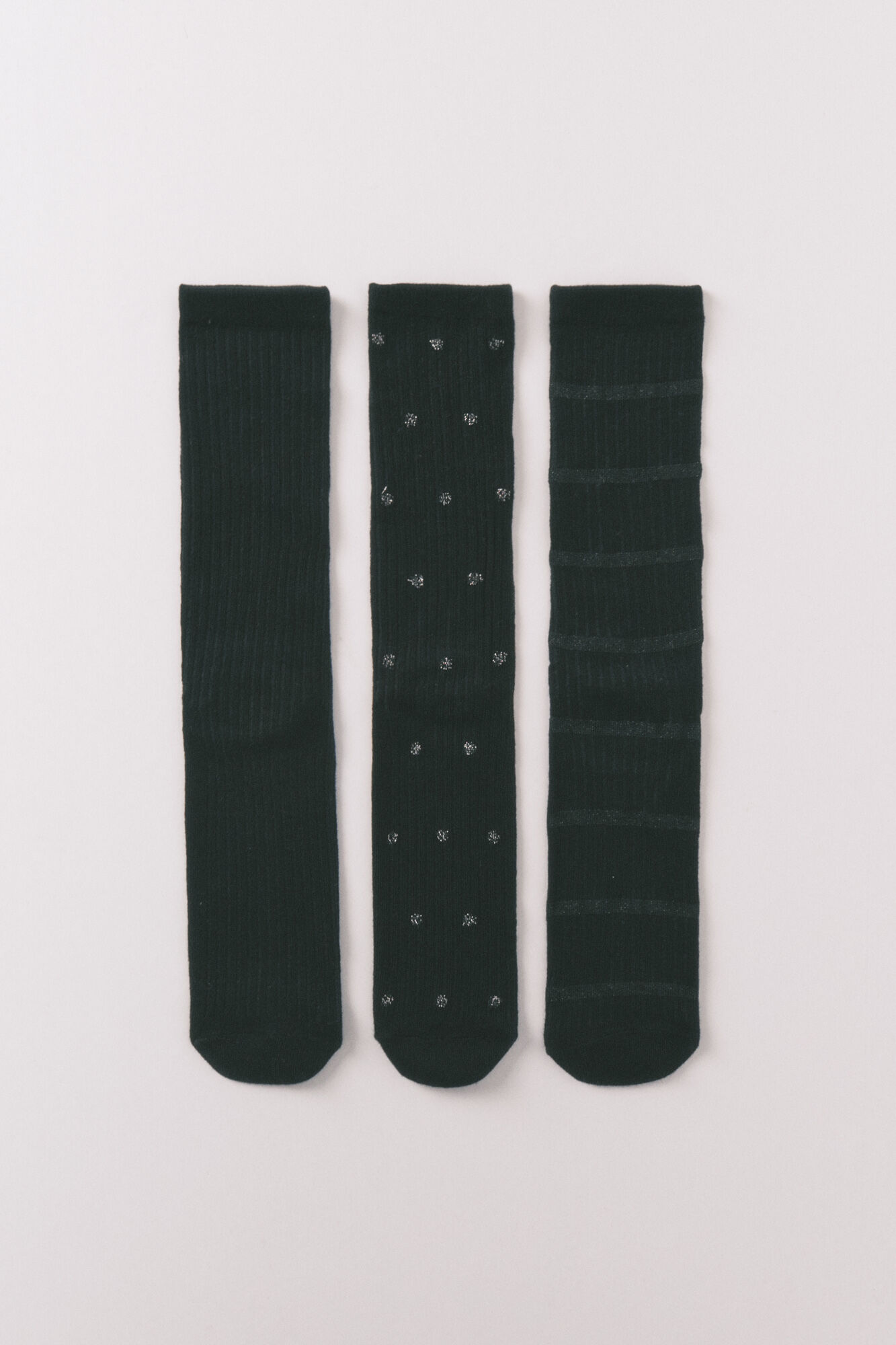 Women'secret Black 3-pack long textured socks