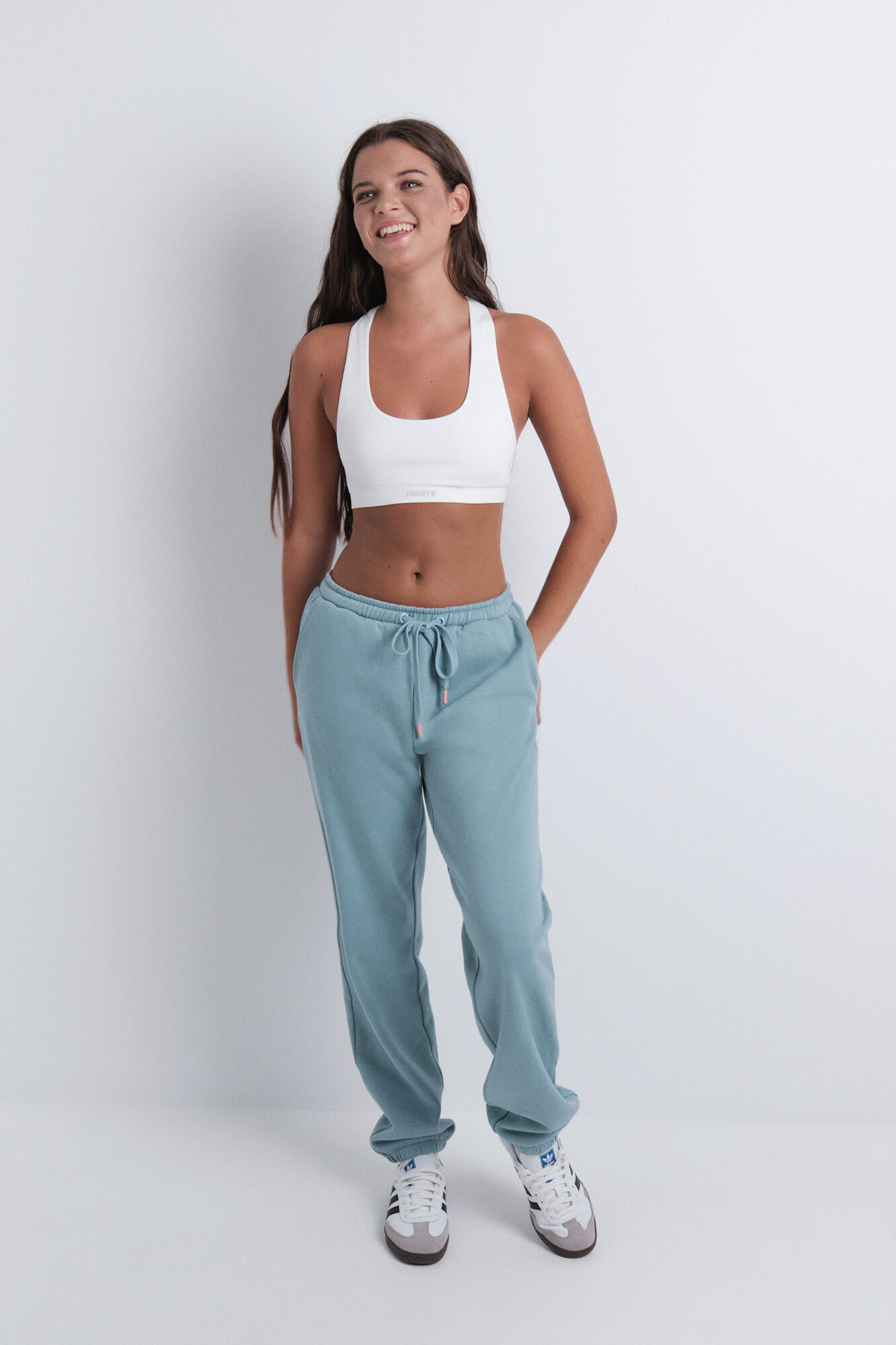 HI&BYE Zelene pamučne pli&scaron;ane jogger pantalone