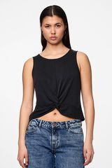 Pieces Sleeveless top with sleeve detail grey